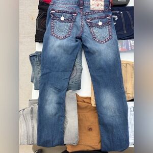 Blue True Religion Jeans with Red Stitching